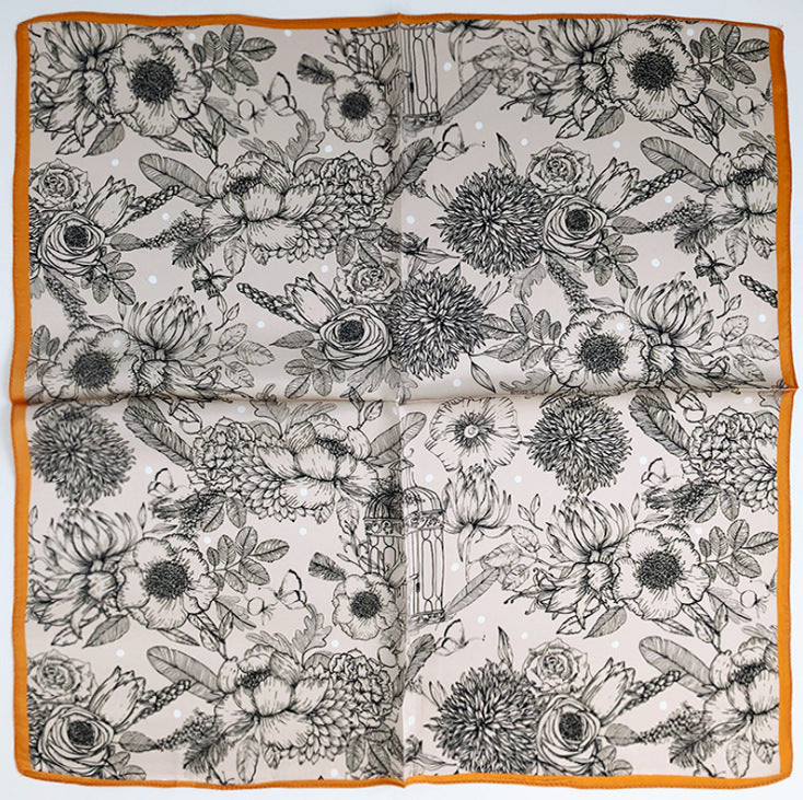 Floral Print Silk Square Scarf