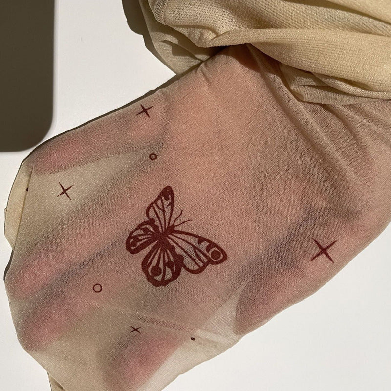 Butterfly Tattoo Print Stockings