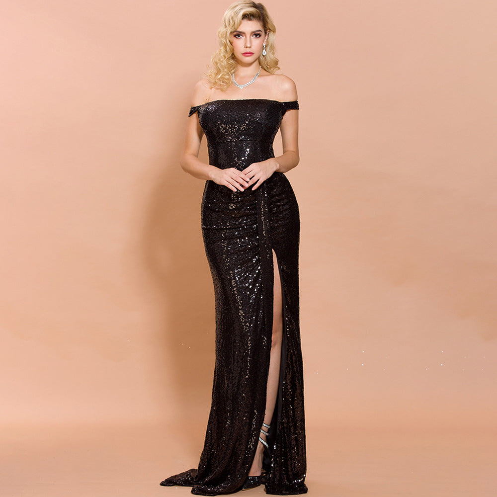 One-Shoulder Draped Evening Dress