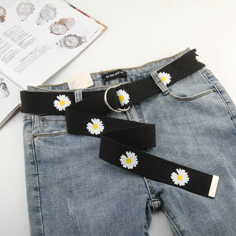 Daisy Print Canvas Belt