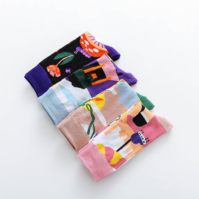 Colorful Print Fashion Socks