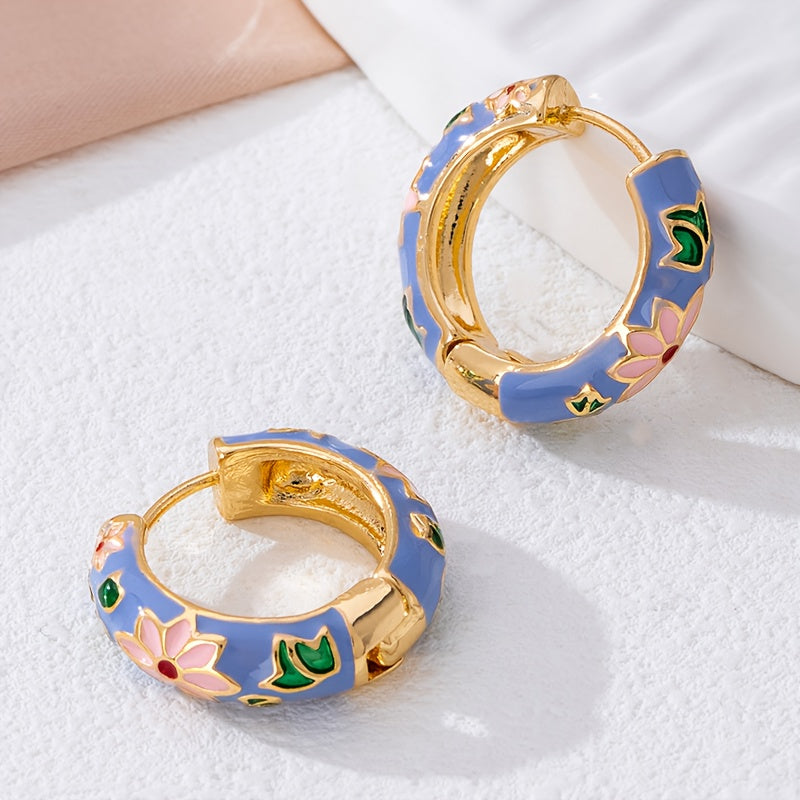 Enamel Round Stud Earrings