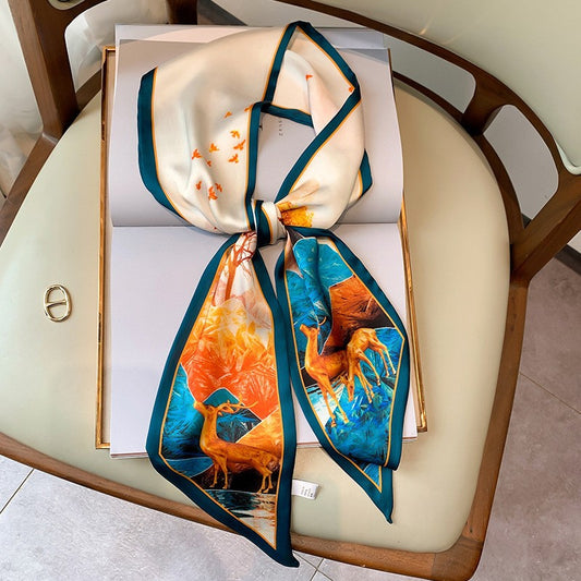Vintage Print Decorative Silk Scarf