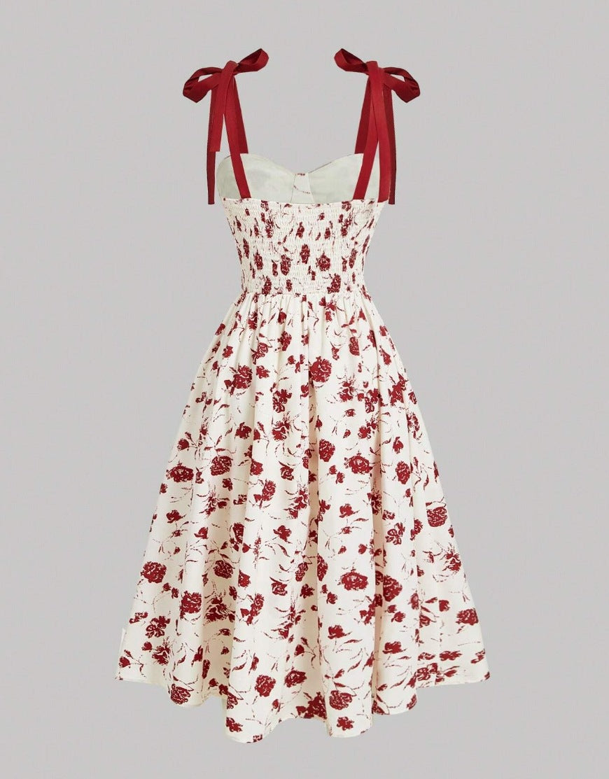 Floral Lace-Up Slip Dress