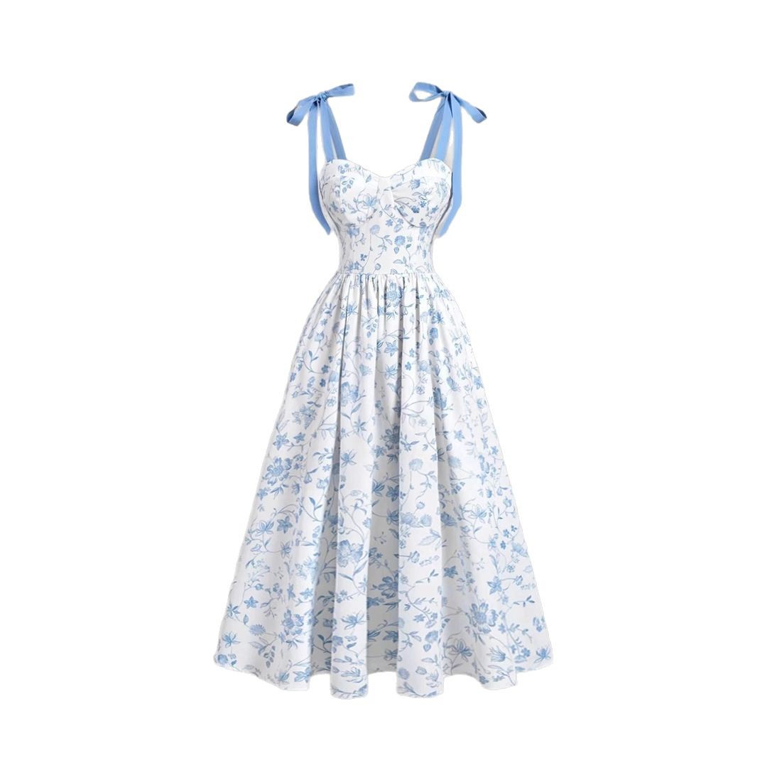 Floral Lace-Up Slip Dress