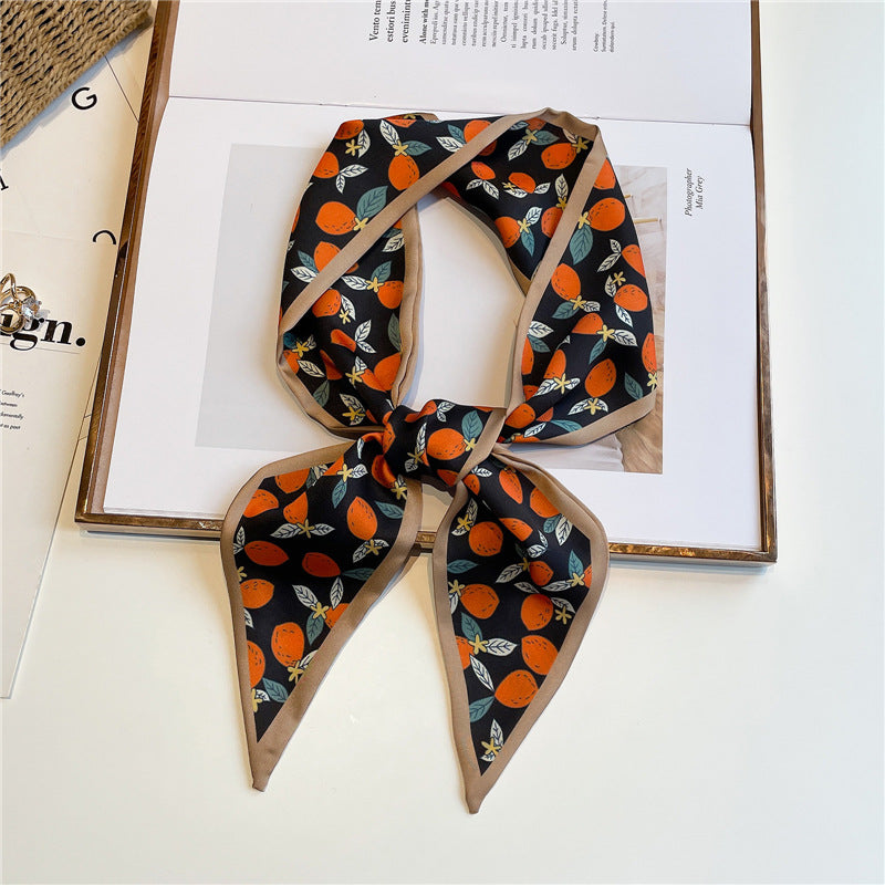 Fruit Print Skinny Silk Scarf