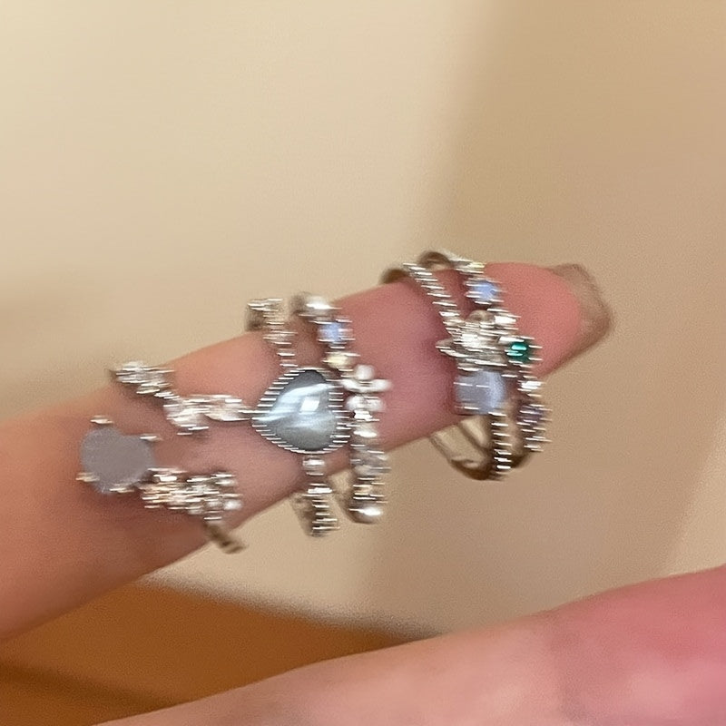 Moonstone Open Ring Set (3pcs)