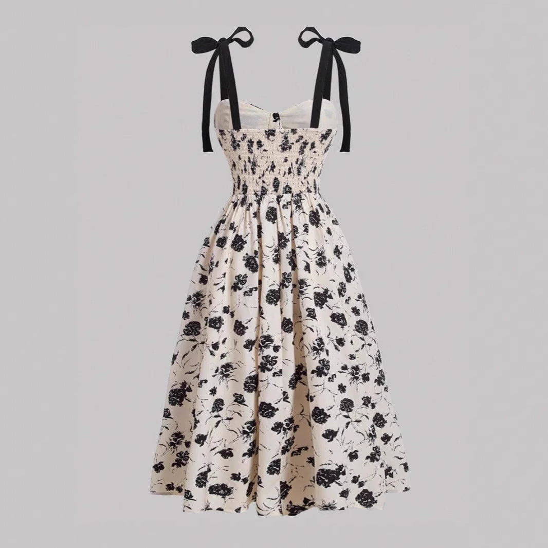 Floral Lace-Up Slip Dress