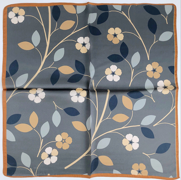 Floral Print Silk Square Scarf