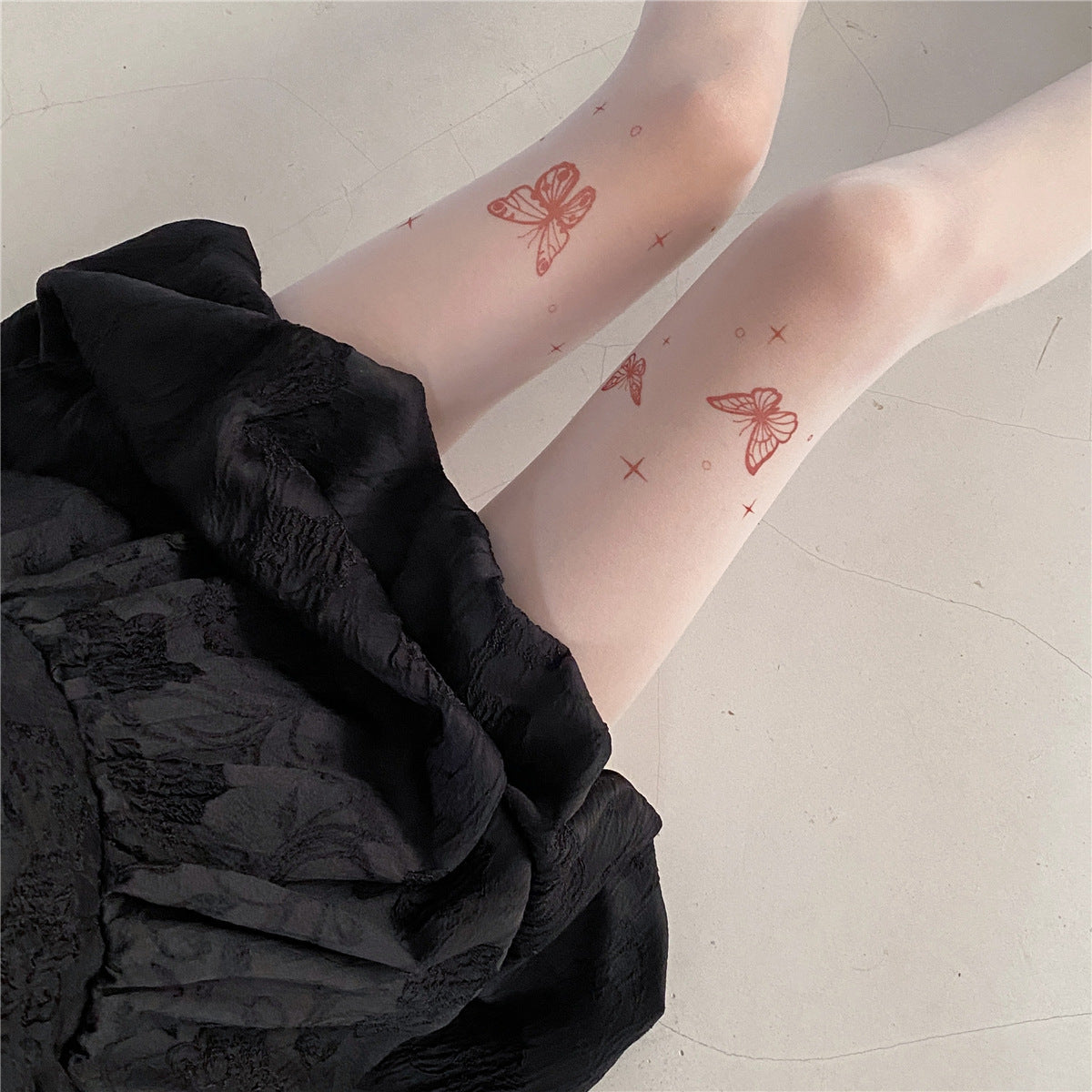 Butterfly Tattoo Print Stockings