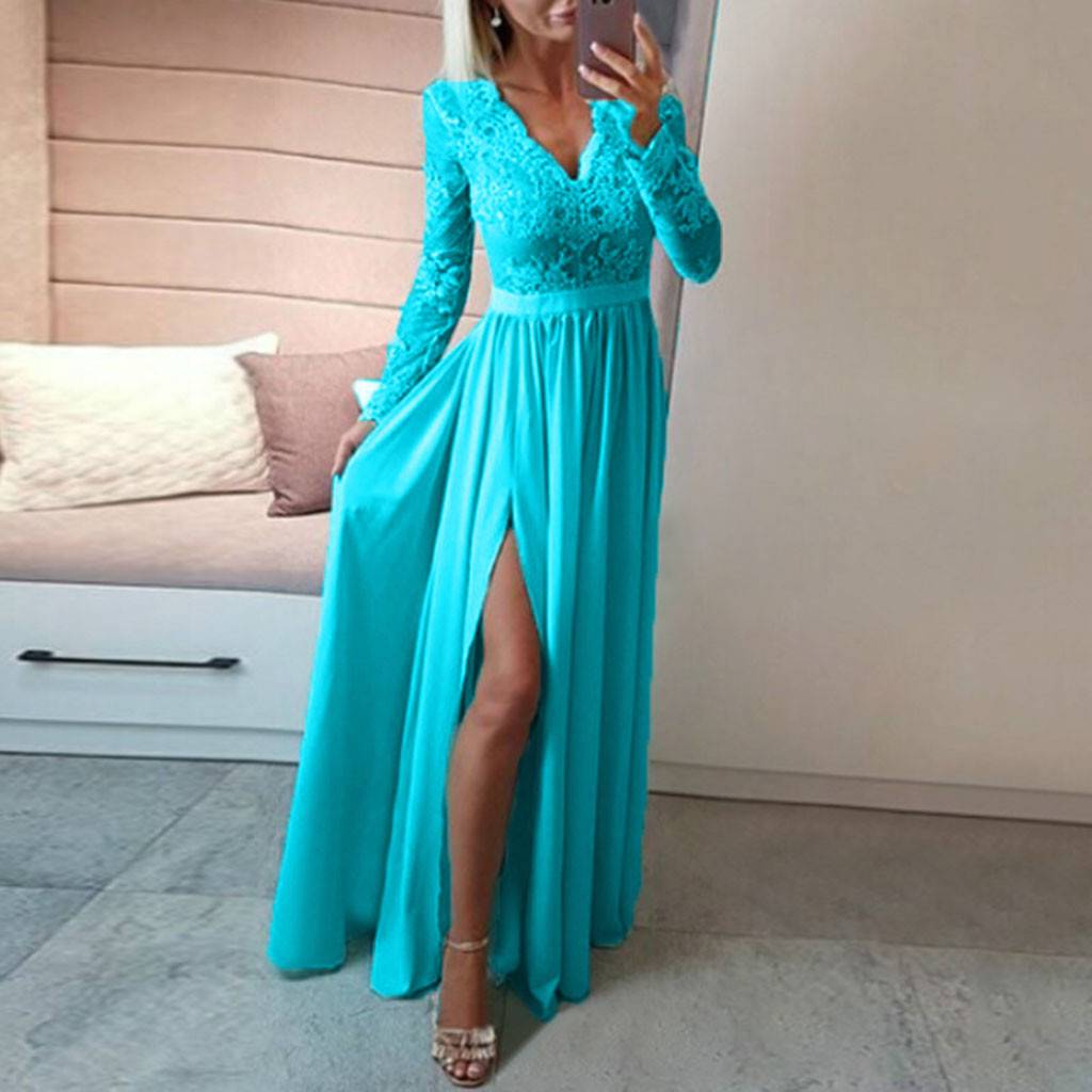Lace V-Neck Evening Gown