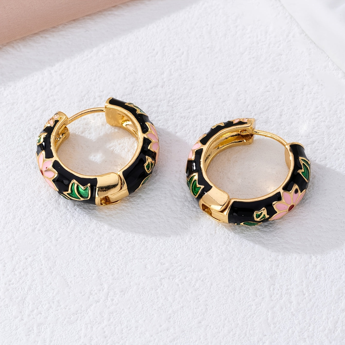 Enamel Round Stud Earrings
