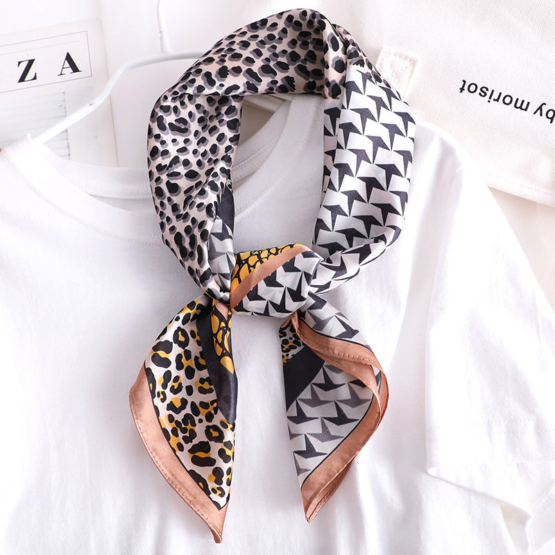 Leopard Print Silk Sunscreen Scarf
