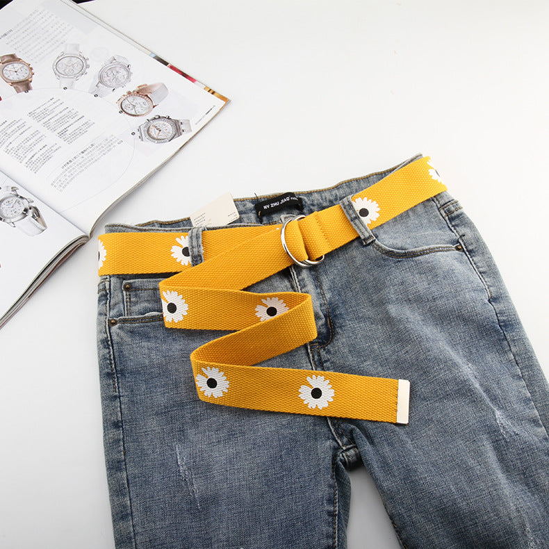 Daisy Print Canvas Belt