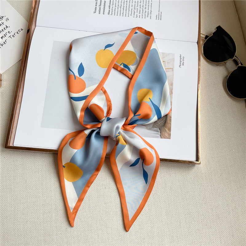 Fruit Print Skinny Silk Scarf