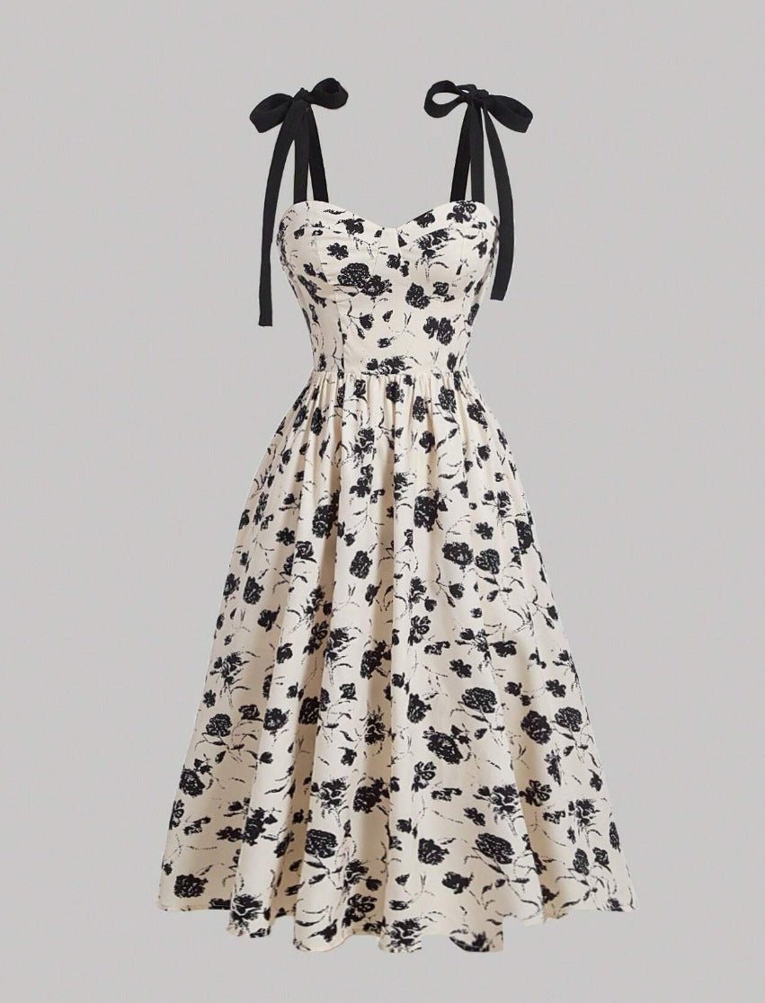 Floral Lace-Up Slip Dress