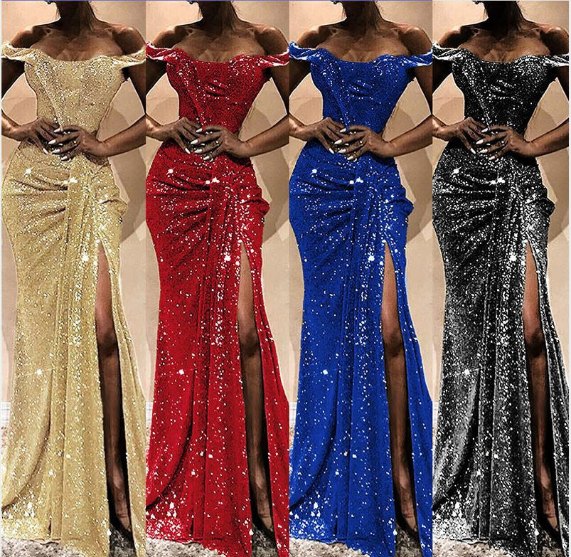 One-Shoulder Draped Evening Dress