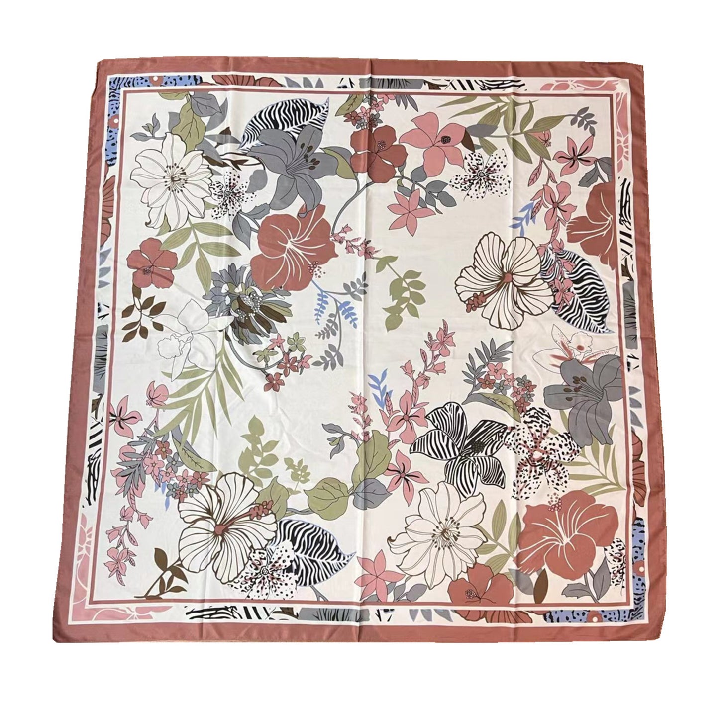 Floral Twill Silk Scarf (110cm)