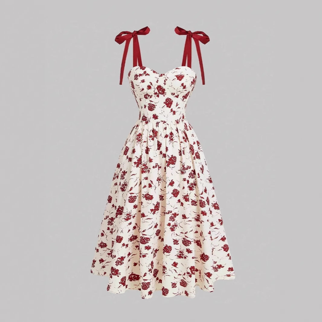 Floral Lace-Up Slip Dress