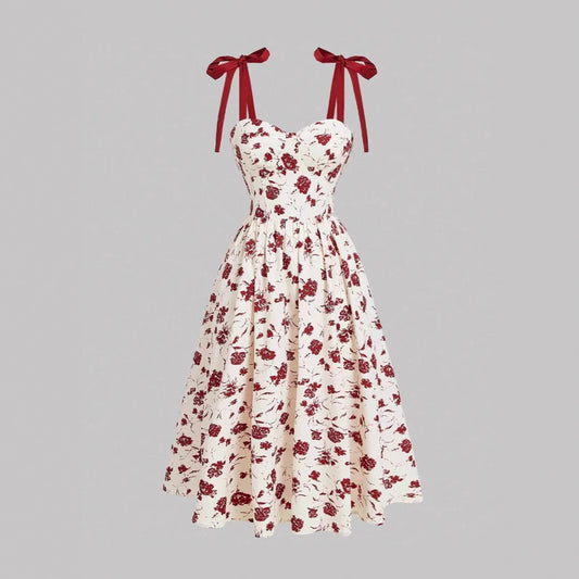 Floral Lace-Up Slip Dress