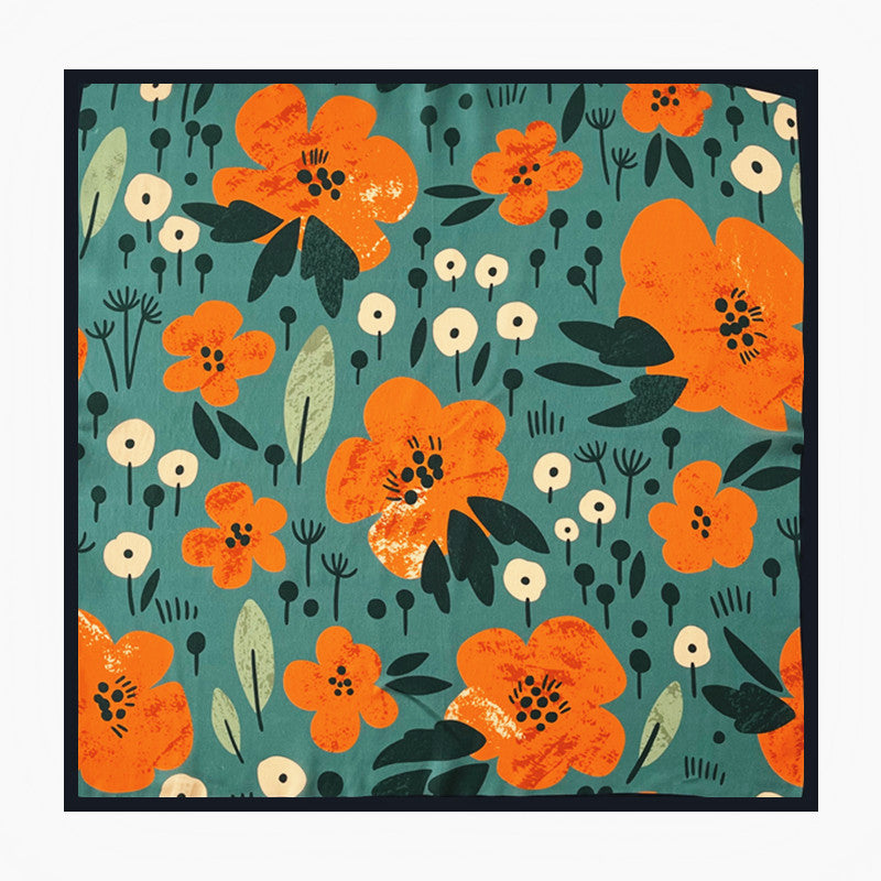 Floral Print Silk Square Scarf