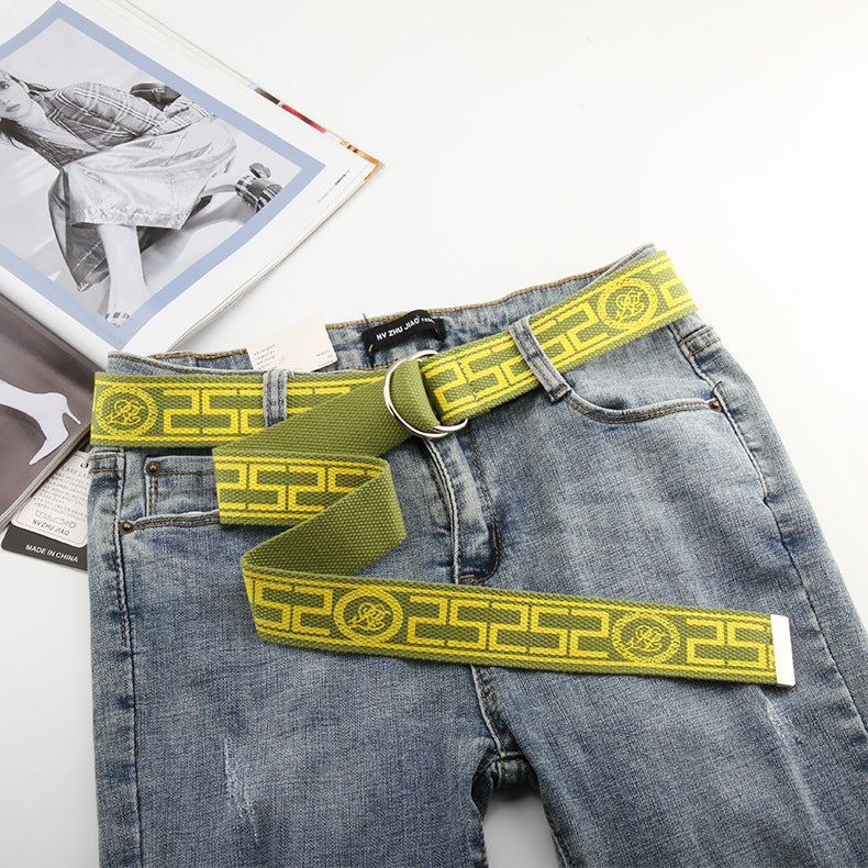 Daisy Print Canvas Belt