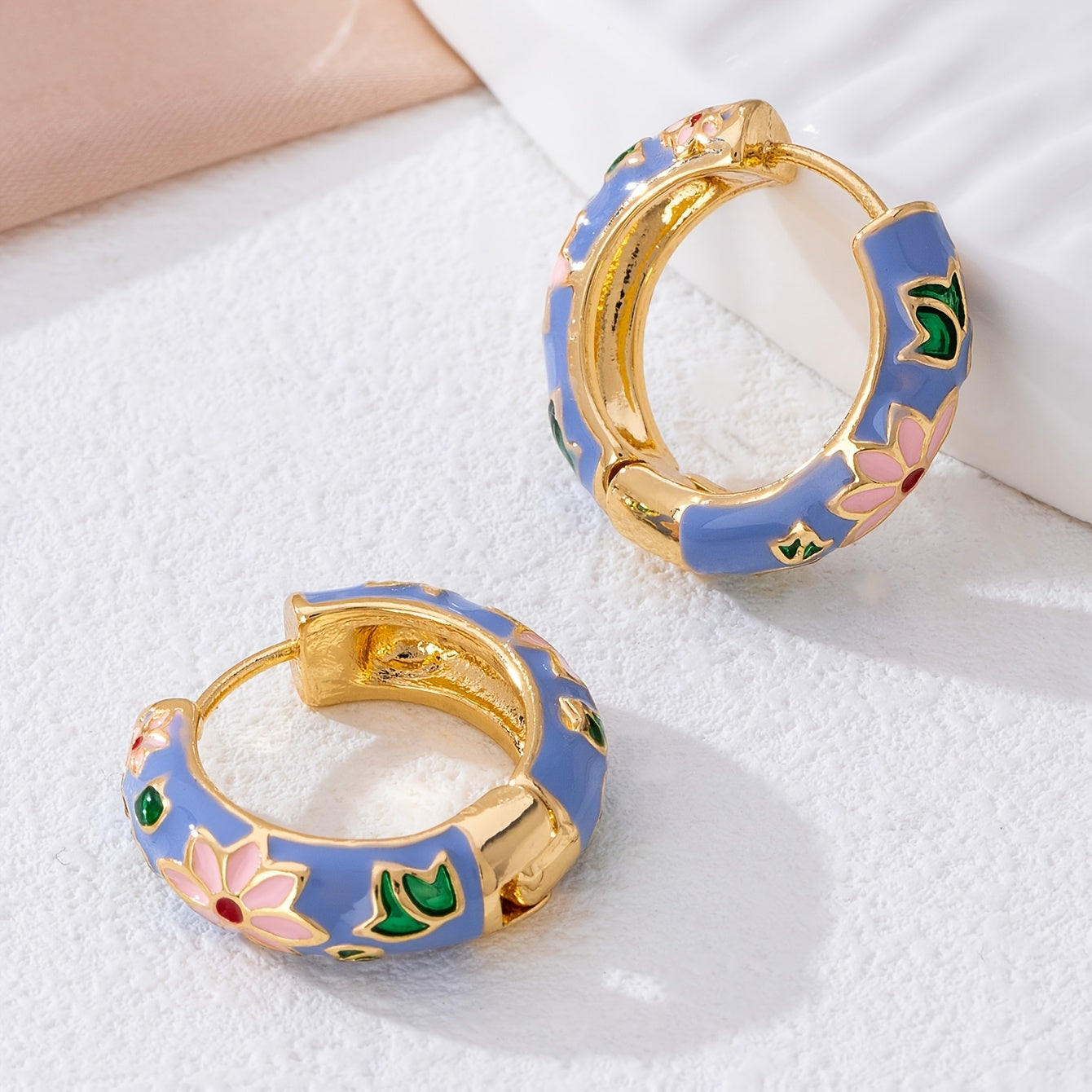 Enamel Round Stud Earrings