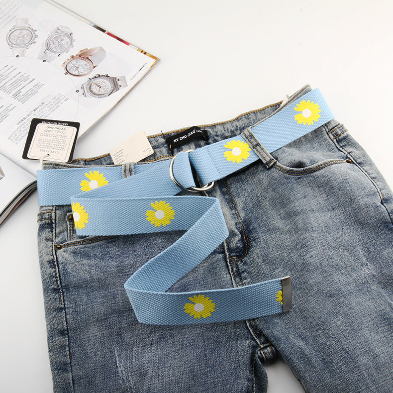 Daisy Print Canvas Belt