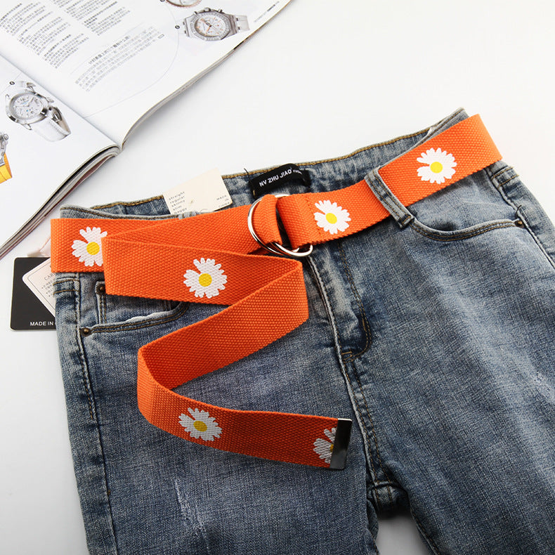 Daisy Print Canvas Belt