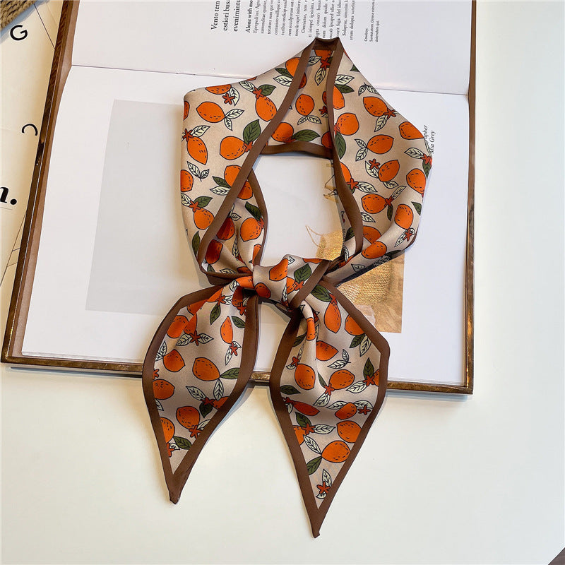 Fruit Print Skinny Silk Scarf