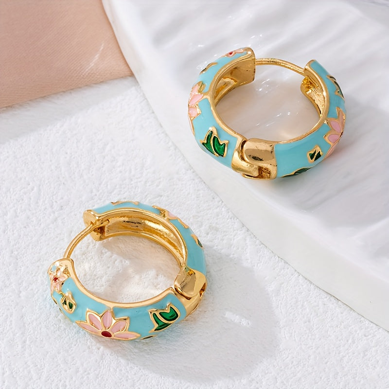 Enamel Round Stud Earrings