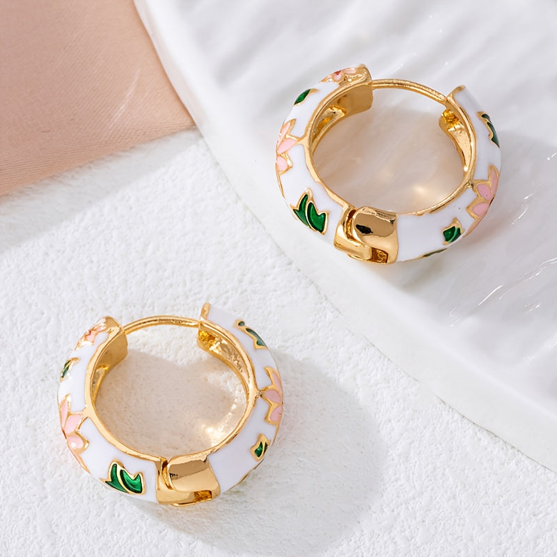 Enamel Round Stud Earrings