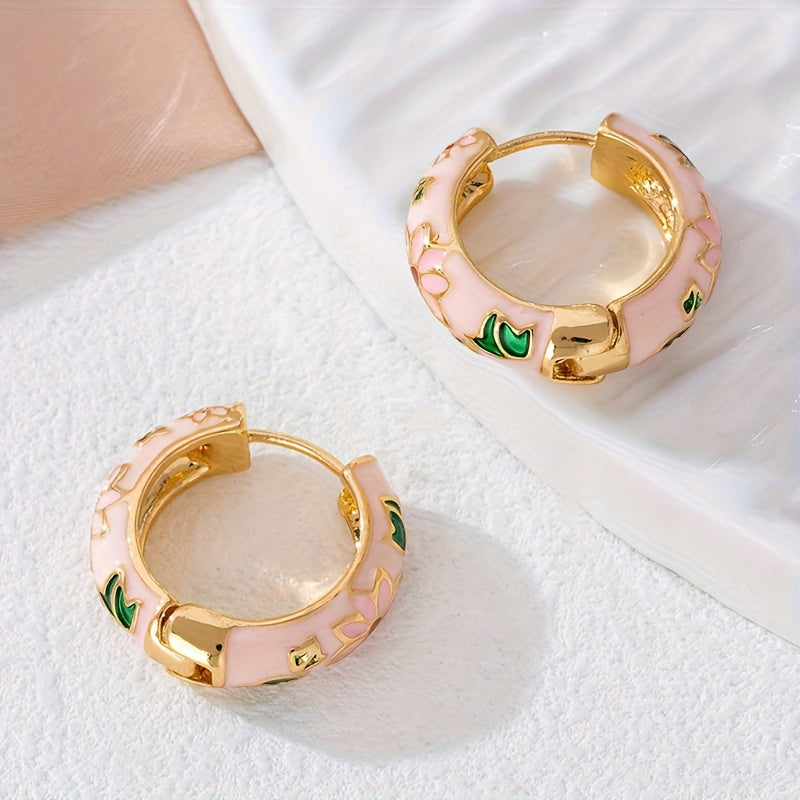 Enamel Round Stud Earrings