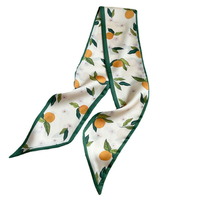 Fruit Print Skinny Silk Scarf