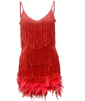 Sequin Feather Mini Dress