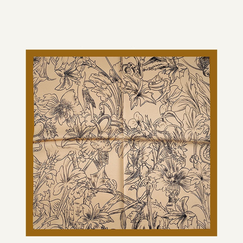 Floral Print Silk Square Scarf