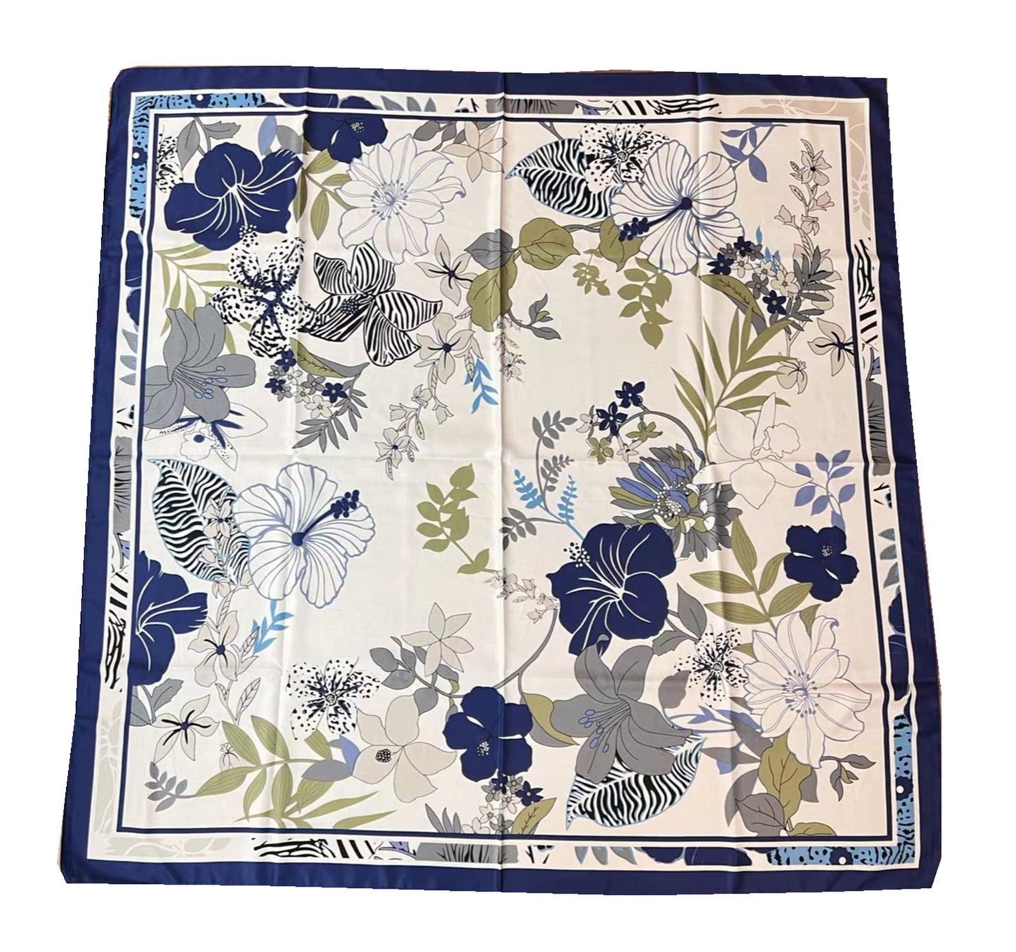 Floral Twill Silk Scarf (110cm)
