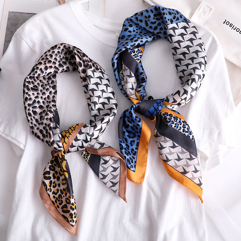 Leopard Print Silk Sunscreen Scarf