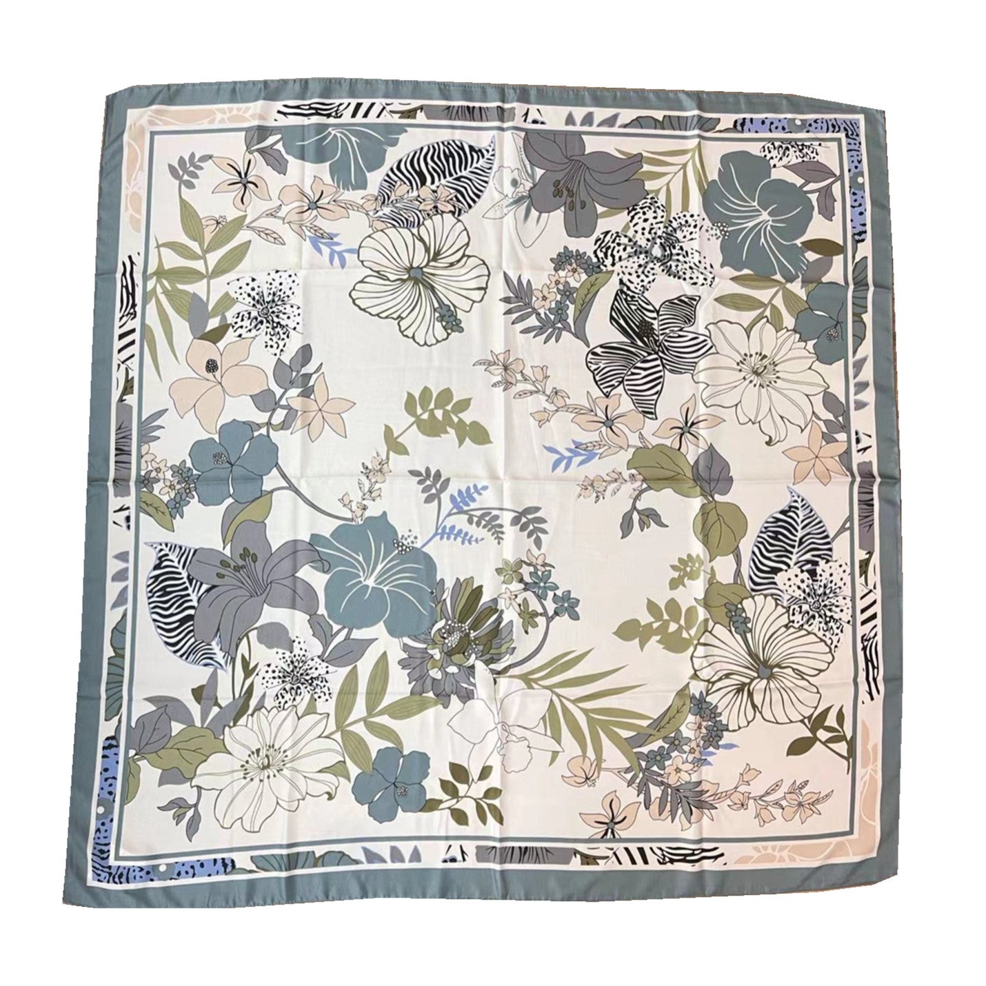 Floral Twill Silk Scarf (110cm)
