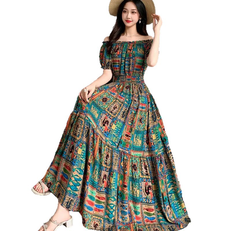 Bohemian Off-Shoulder Beach Dress