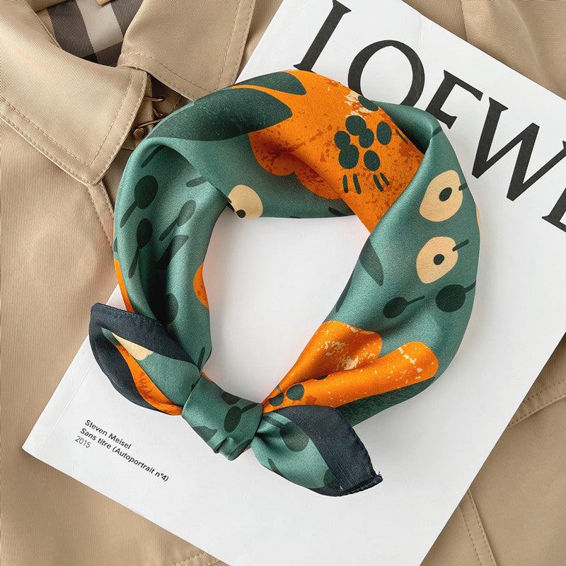 Floral Print Silk Square Scarf