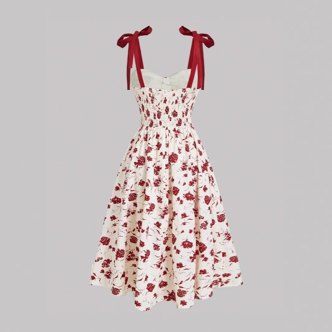 Floral Lace-Up Slip Dress
