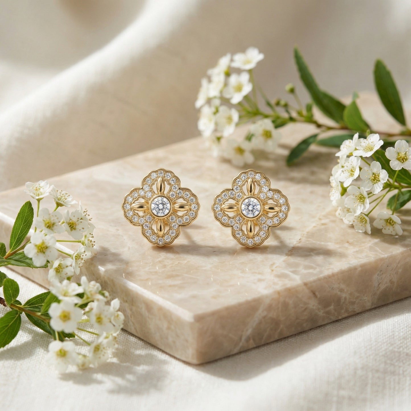 Vintage Bloom Quatrefoil Studs