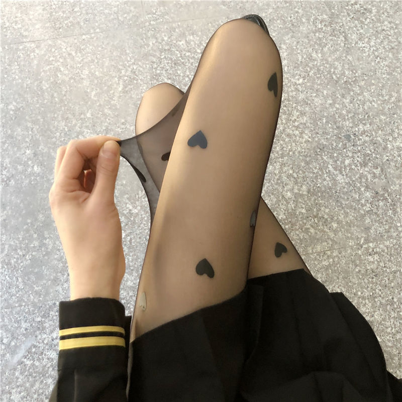 Noir Love Sheer Print Stockings