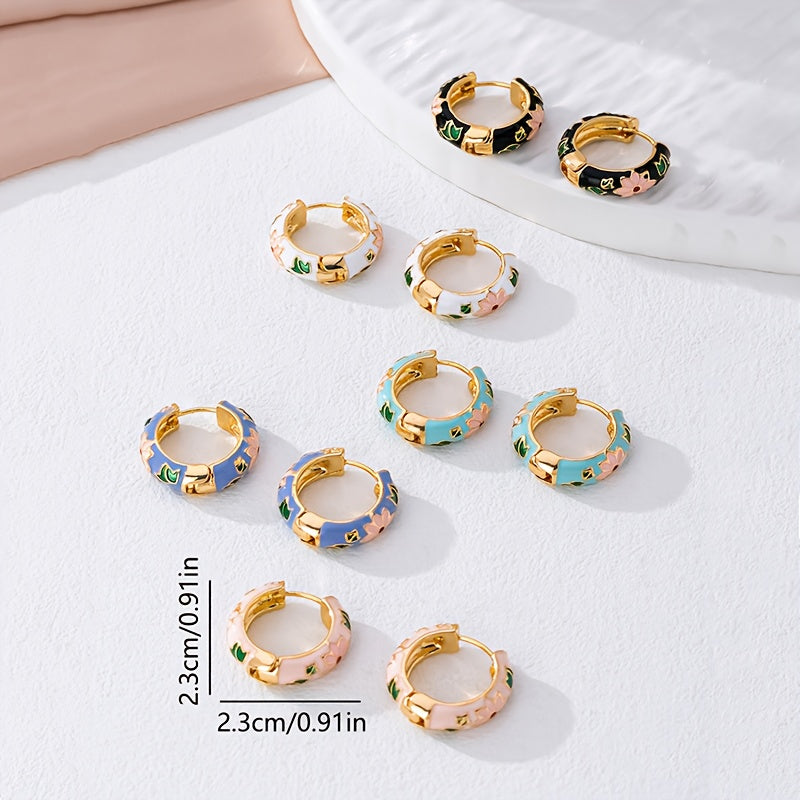 Enamel Round Stud Earrings
