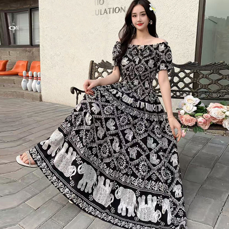 Bohemian Off-Shoulder Beach Dress