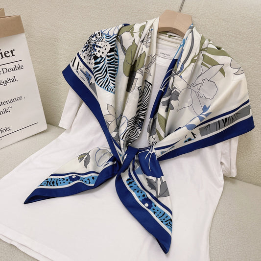 Floral Twill Silk Scarf (110cm)