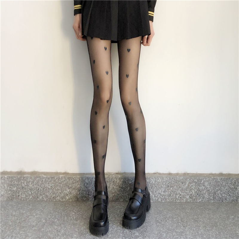 Noir Love Sheer Print Stockings