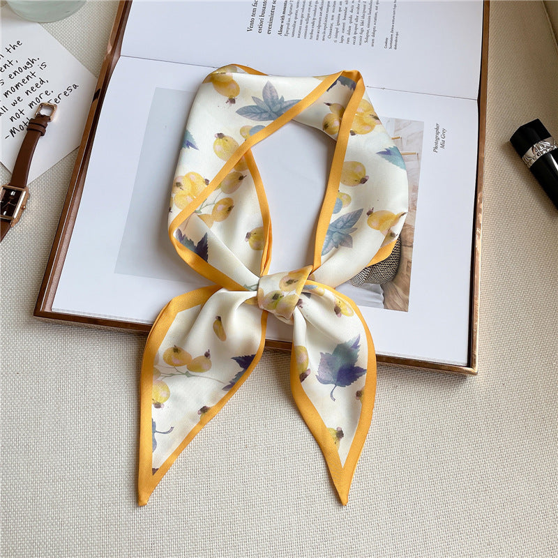 Fruit Print Skinny Silk Scarf
