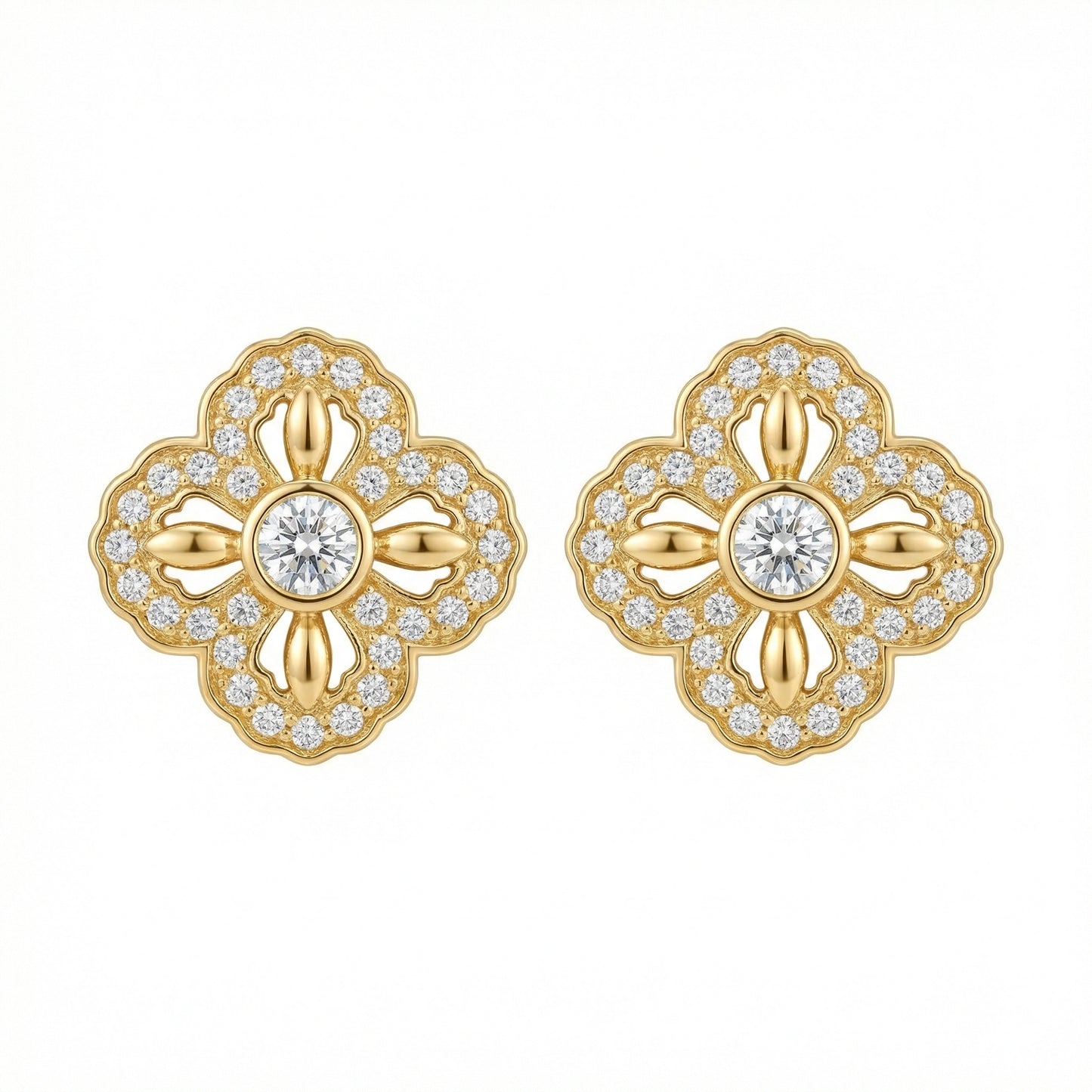 Vintage Bloom Quatrefoil Studs